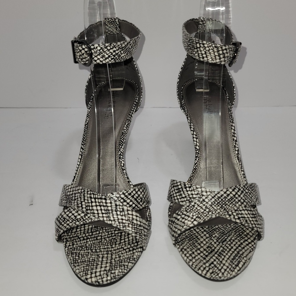 Kelly & Katie Black & White Strappy Heels 8.5 Wedding Guest Cocktail Office Chic - Picture 4 of 11
